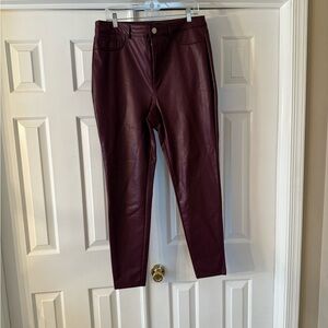 INC International Concepts Maroon Faux Leather Pants